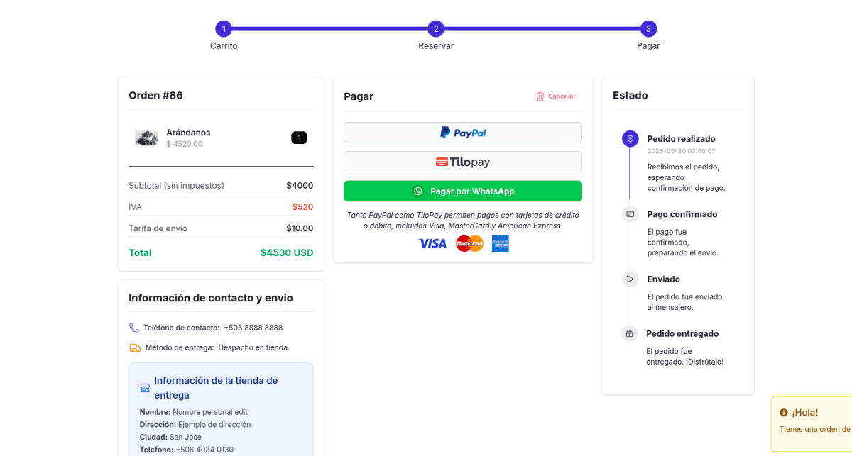 Mall Dorado 4.0 - Mejora visual de finalizar compra